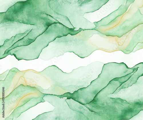Wallpaper Mural Green watercolor paint on a white background, flat lay, top view, green shapes Torontodigital.ca