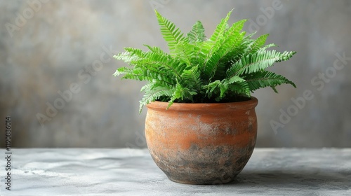 Lush fern plant in a modern living room with natural light during the day