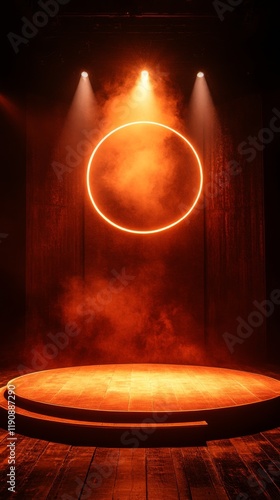 Lighting design with circular beam and waterfall effect in performance space