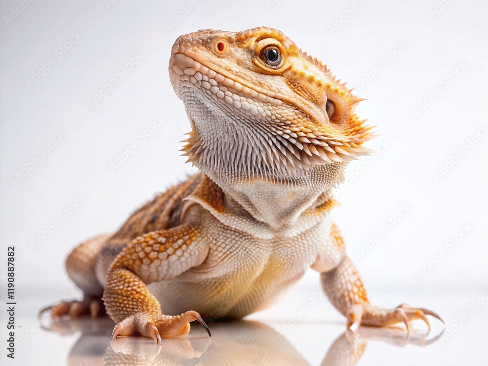 Obraz premium Minimalist Bearded Dragon: Isolated Reptile Stock Photo