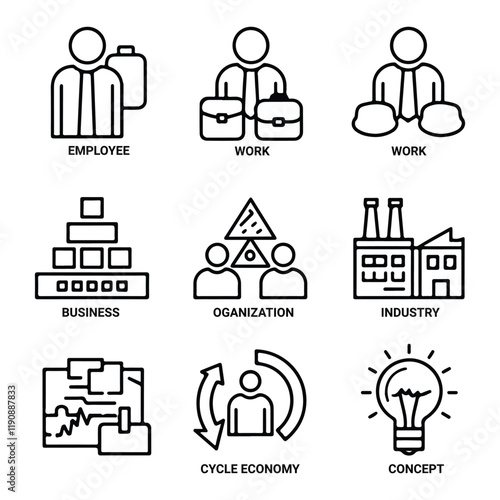 Human resources icon collection set. Containing employee, work, organization structure, business, industry, cycle economy, hr, concept icon. Simple flat vector