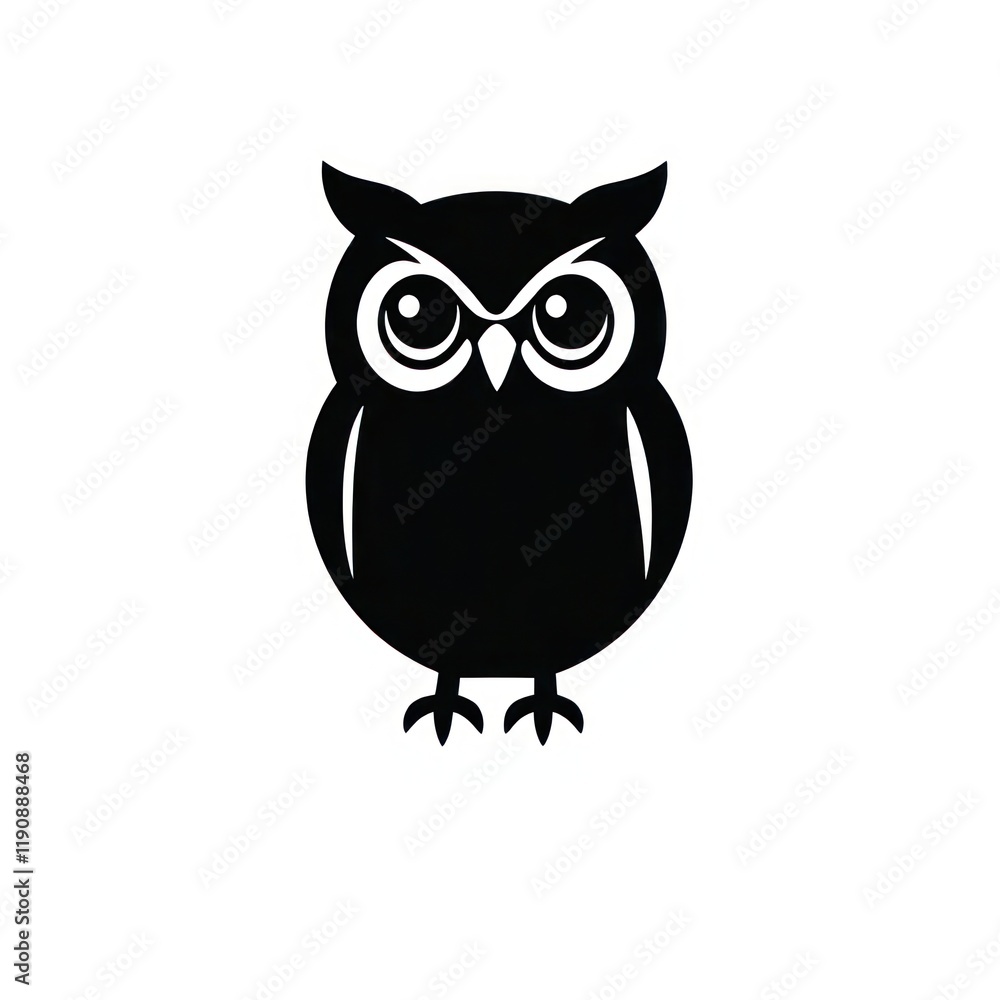 Black Owl Silhouette in a Minimalist Vector Illustration Black Owl Silhouette in a Minimalist Vector Illustration