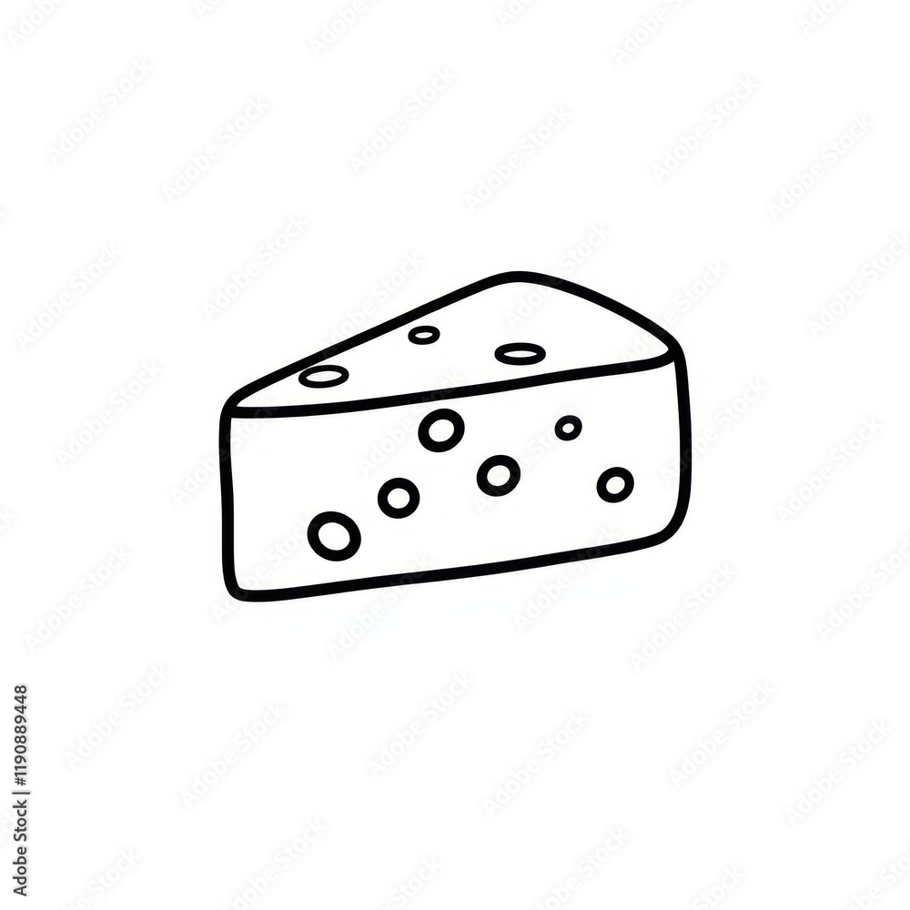 Piece of Cheese Detailed Illustration on a White Background Piece of Cheese Detailed Illustration on a White Background