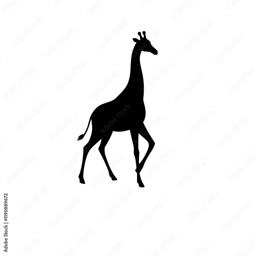 Fototapeta premium Black Silhouette of a Giraffe Icon Illustration on a White Background