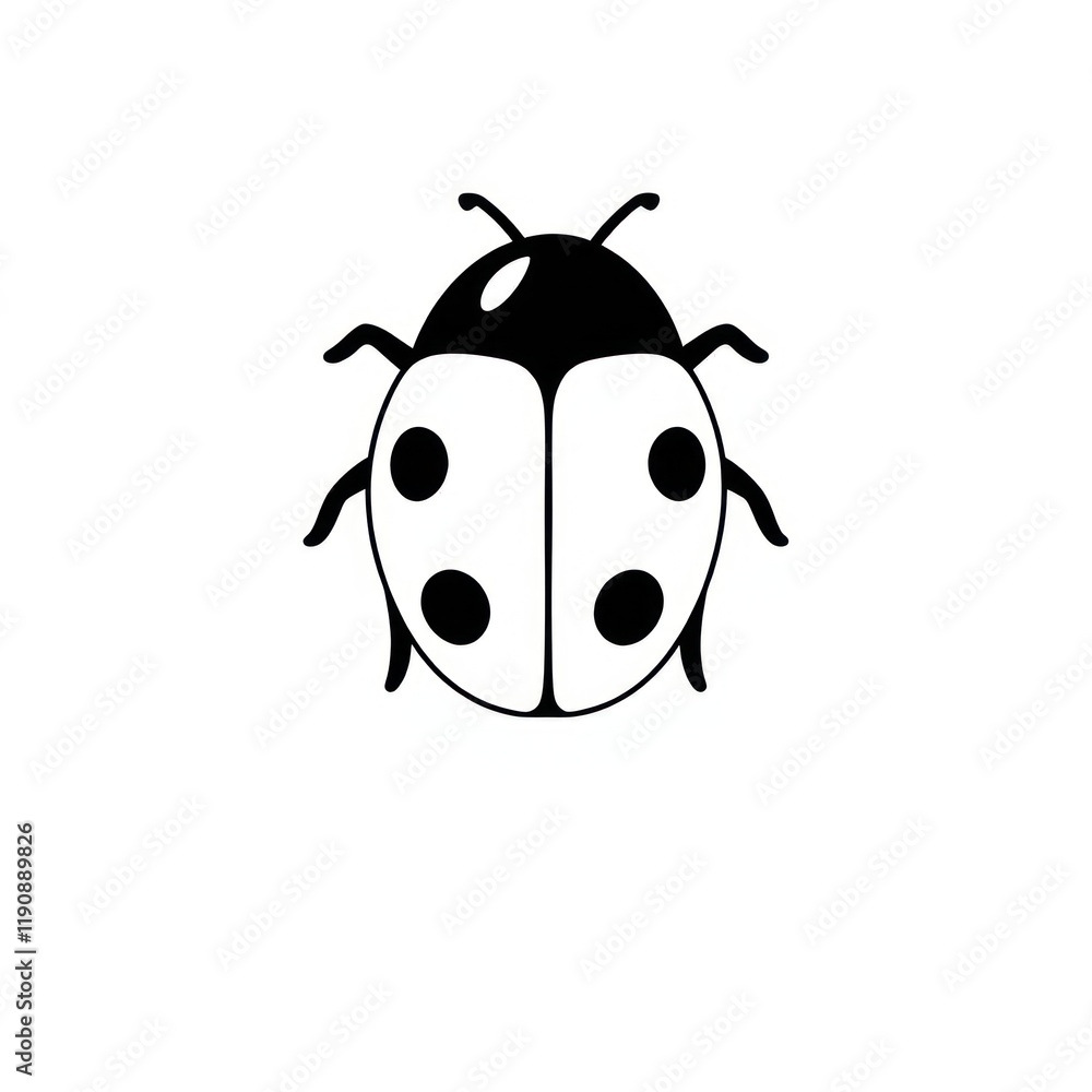 Silhouette Icon of a Ladybug with a Simplistic and Clean Design on a White Background Silhouette Icon of a Ladybug with a Simplistic and Clean Design on a White Background