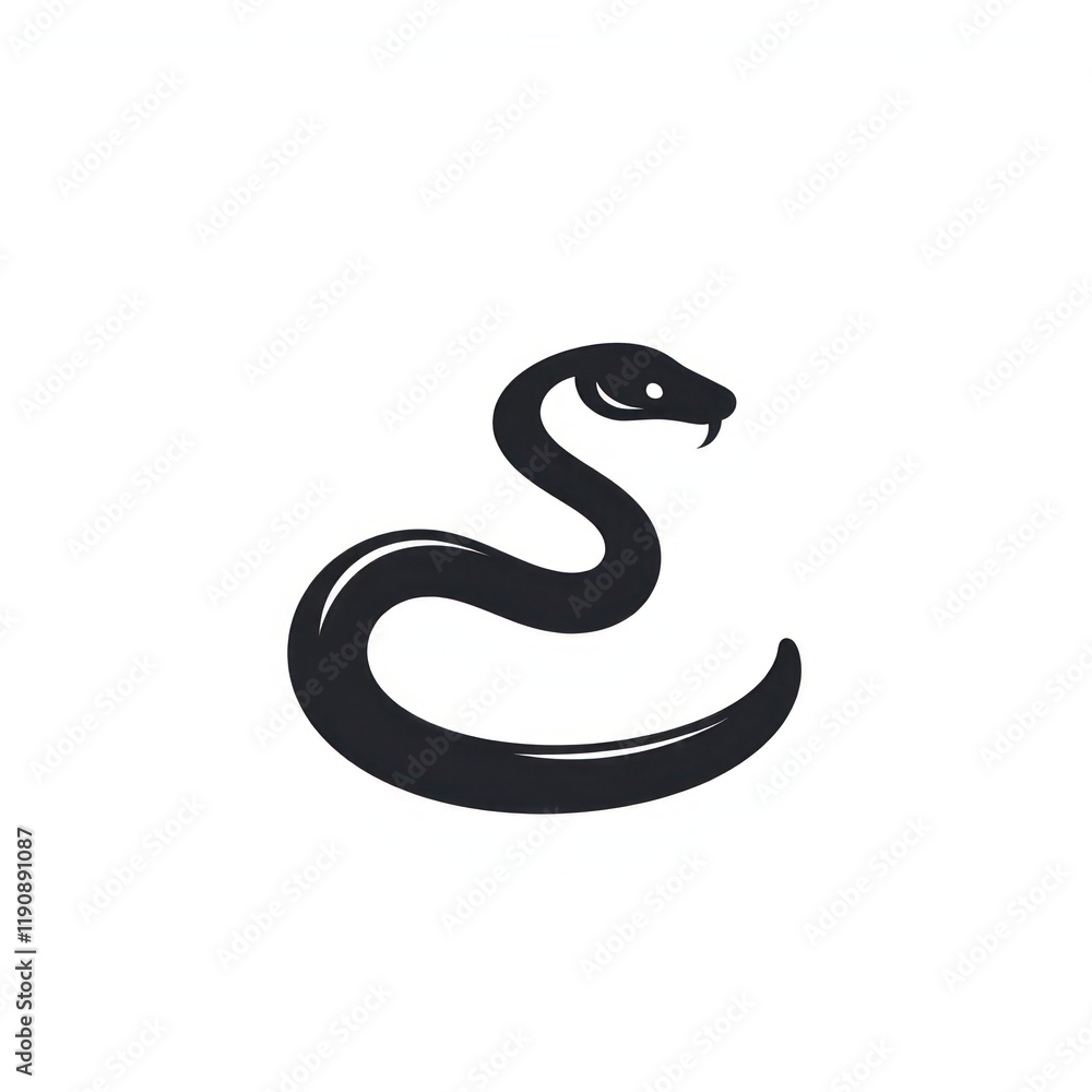 Serpentine Snake Silhouette Reptile Icon Illustration on a White Background Serpentine Snake Silhouette Reptile Icon Illustration on a White Background