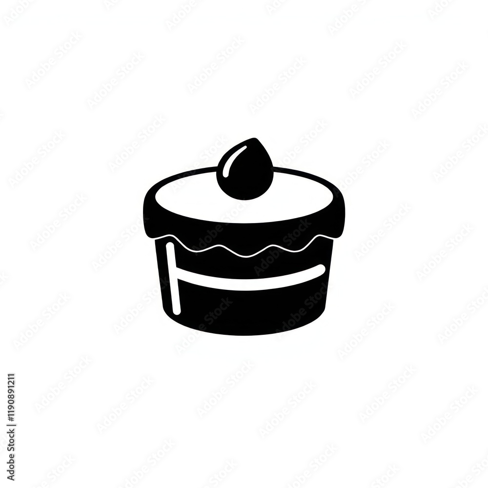 Cupcake with Swirls of Icing Dessert Icon Illustration on a White Background Cupcake with Swirls of Icing Dessert Icon Illustration on a White Background
