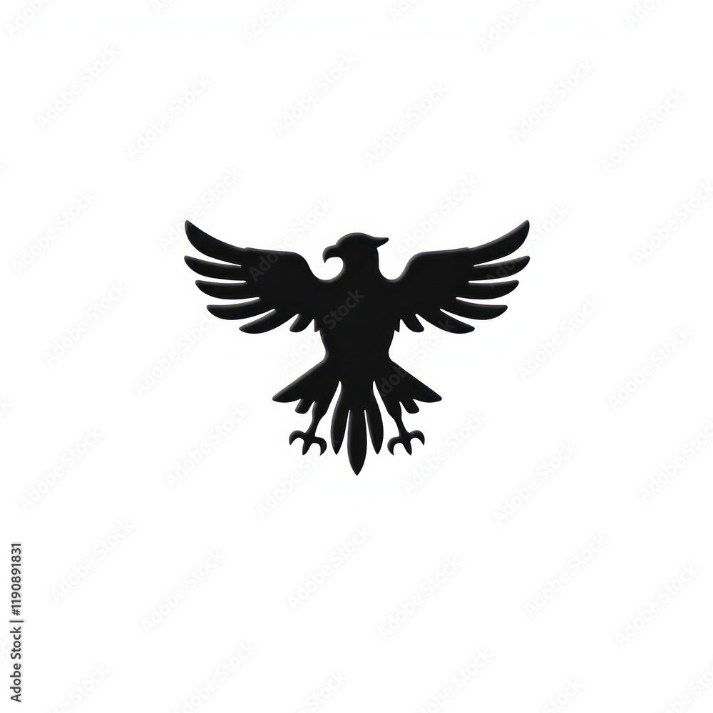Black Illustration of an Eagle with Outstretched Wings on a White Background Black Illustration of an Eagle with Outstretched Wings on a White Background