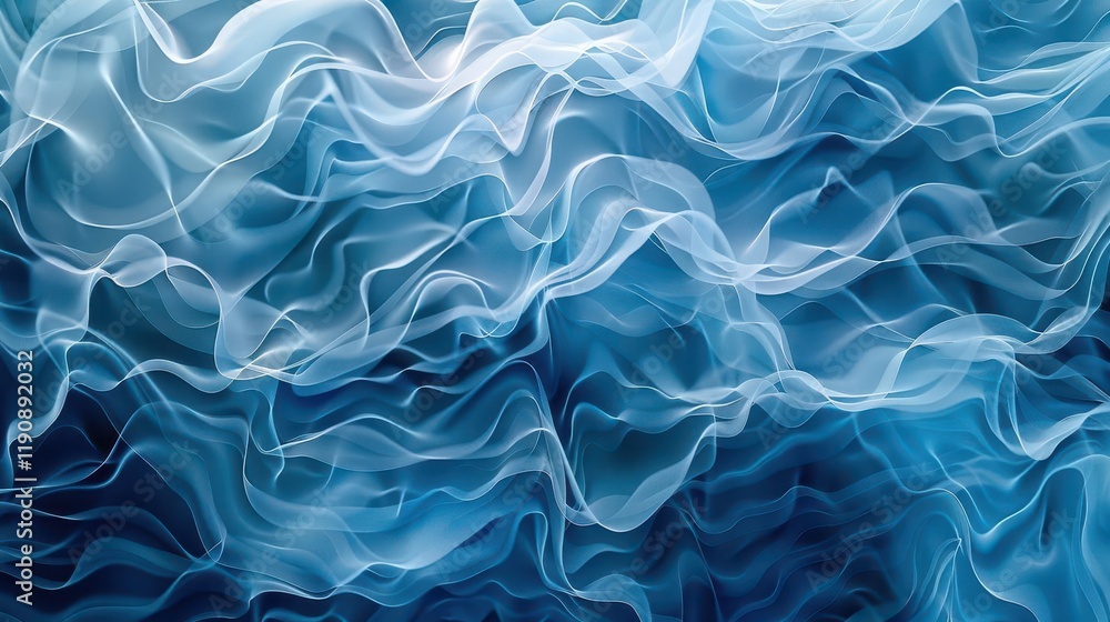 Obraz premium Abstract blue waves with flowing textures, creating a serene and dynamic visual effect.
