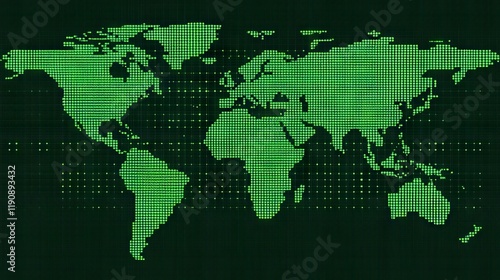 dotted earth map with technology