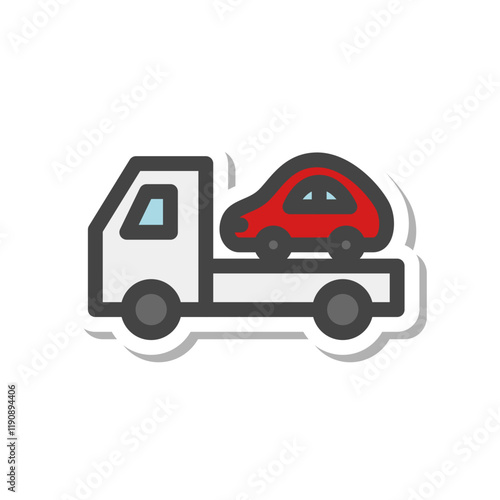 ステッカー風乗り物関連の単品アイコン　牽引車
