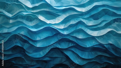 Abstract representation of flowing water with layered textures in shades of blue.