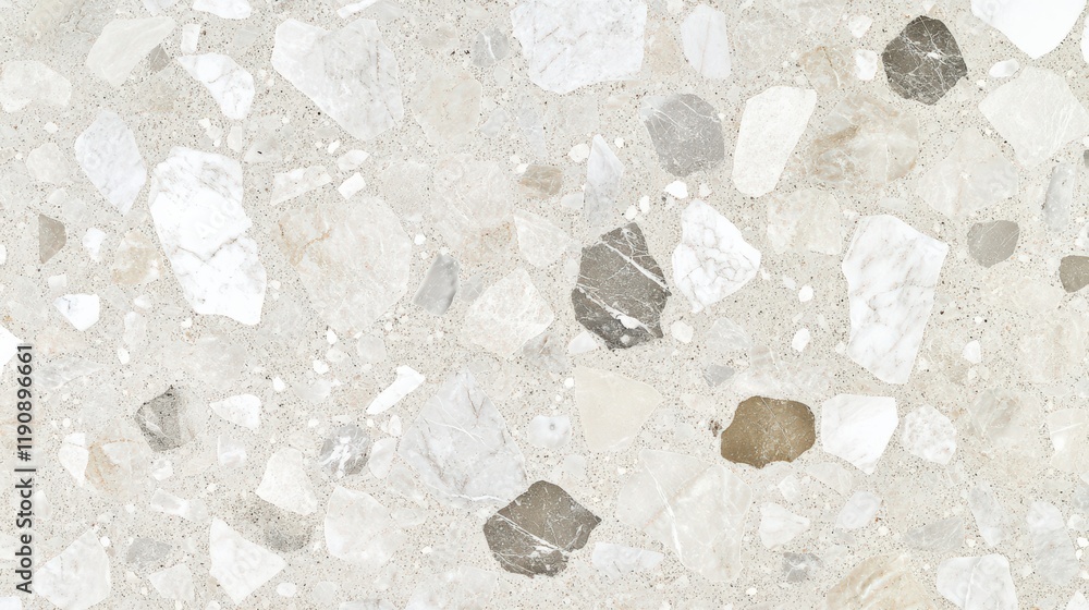 Elegant terrazzo flooring with marble chips in harmonious shades of beige and gray, ideal for modern spaces Elegant terrazzo flooring with marble chips in harmonious shades of beige and gray, ideal for modern spaces