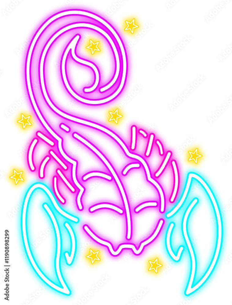 Fototapeta premium Neon glow scorpio zodiac illustration