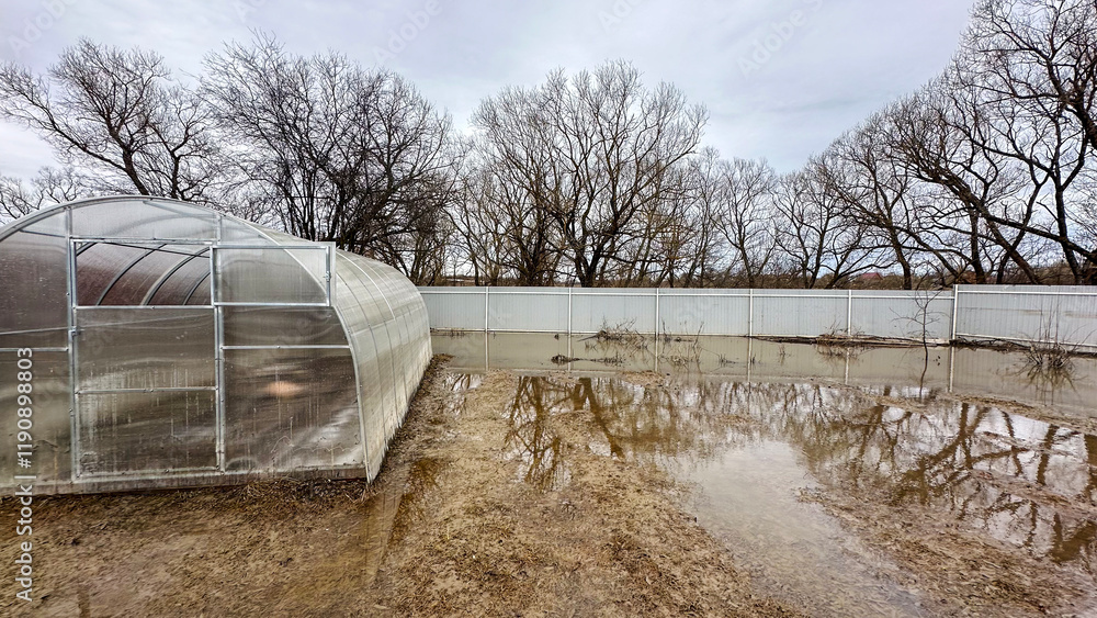 flooded soda area due to spring floods or rainstorms