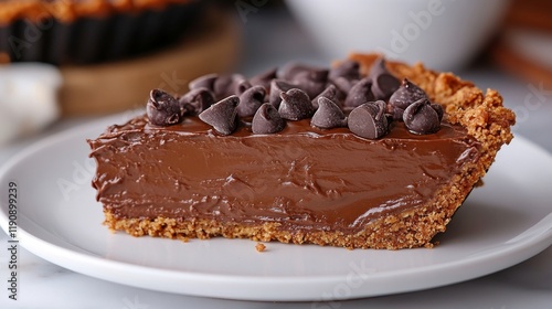 Decadent chocolate tart with fresh blackberries on a rustic wooden table