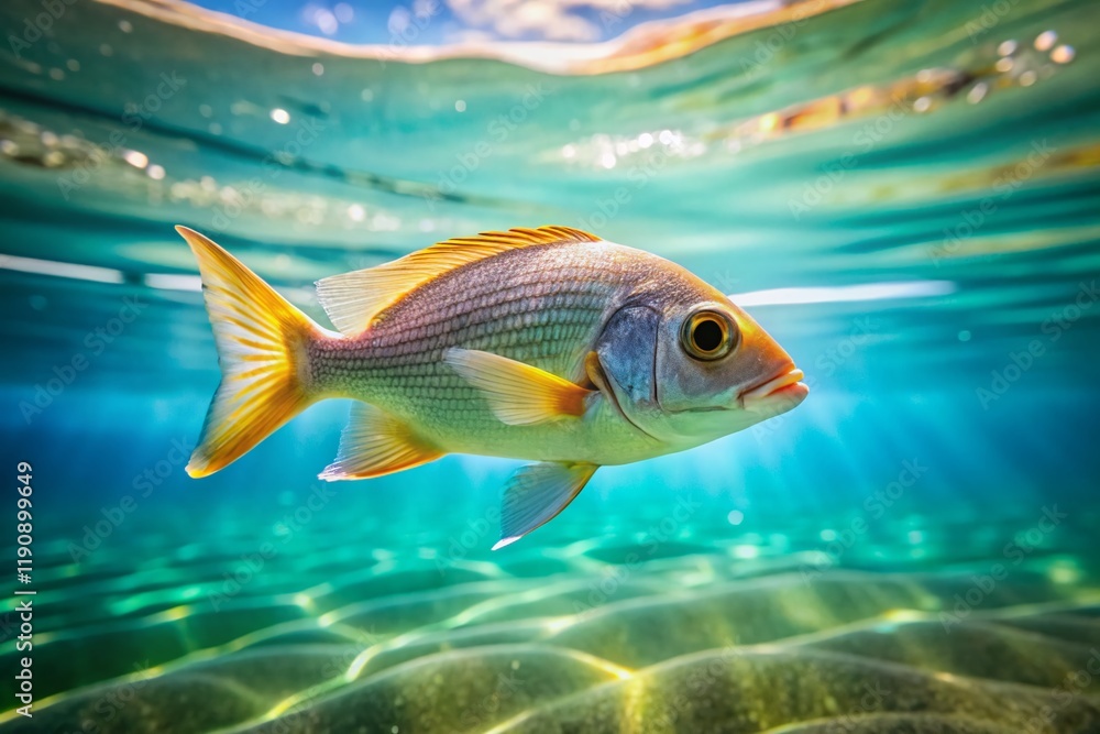 Minimalist Underwater Fish Close-Up: Serene Aquatic Life Minimalist Underwater Fish Close-Up: Serene Aquatic Life