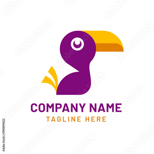  Colorful geometric bird logo design, Abstract business identity template