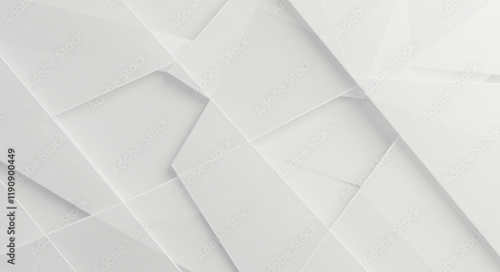 Modern abstract white background design with layers of textured white transparent material in triangle diamond and squares shapes and copy space for text Modern abstract white background design with layers of textured white transparent material in triangle diamond and squares shapes and copy space for text