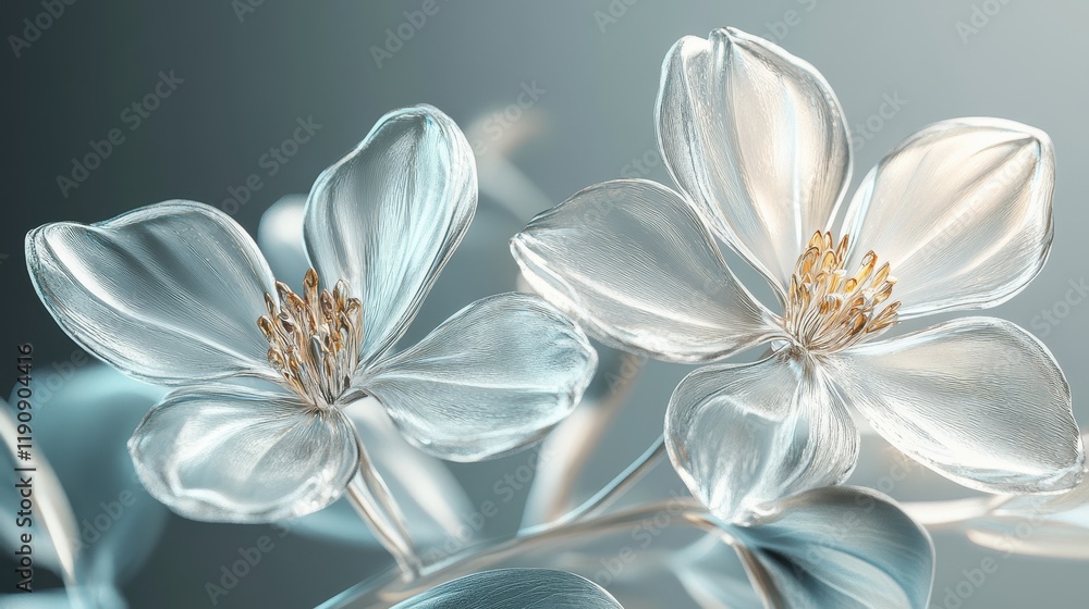 Elegant translucent flowers with delicate petals and soft lighting Elegant translucent flowers with delicate petals and soft lighting