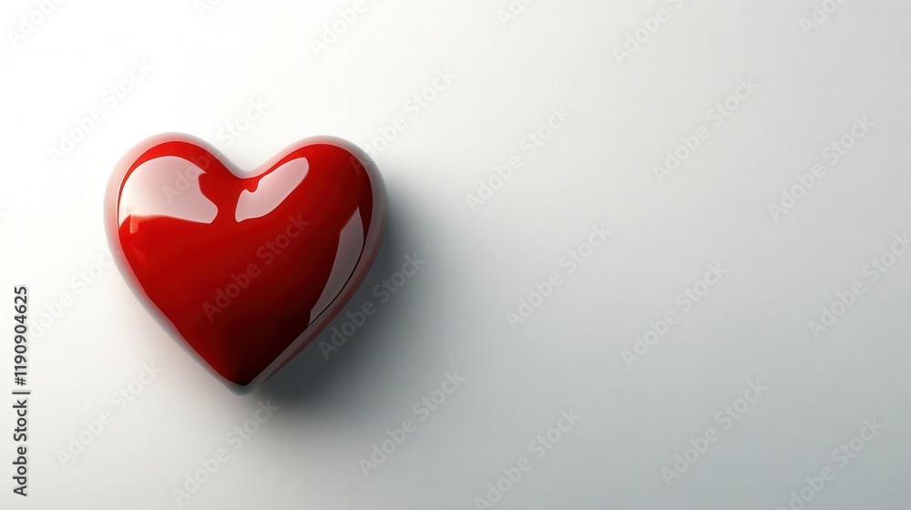 Glossy Red Heart Shape on a Minimalist Background for Romantic Concept and Loving Emotion Representation in Art and Design Glossy Red Heart Shape on a Minimalist Background for Romantic Concept and Loving Emotion Representation in Art and Design