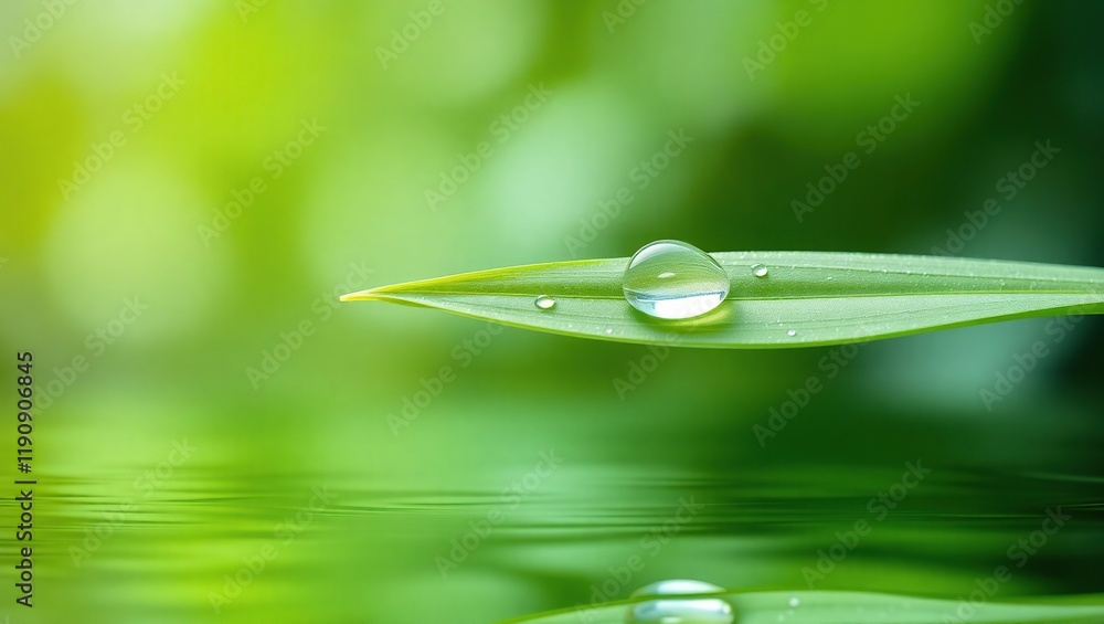 Dewdrop on a Green Leaf Reflecting Serenity Dewdrop on a Green Leaf Reflecting Serenity
