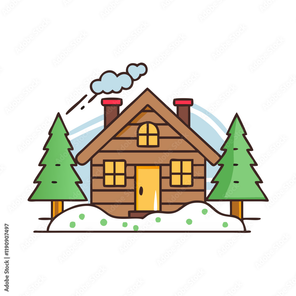 Naklejka premium cozy cabin scene vector icon,cozy cabin scene vector illustration - simple illustration of cozy cabin scene ,perfect for logos and iconscozy cabin scene 