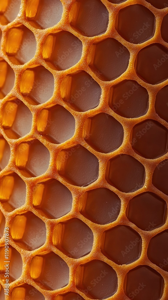 Close-up of a honeycomb structure showcasing its intricate hexagonal patterns and warm hues. Close-up of a honeycomb structure showcasing its intricate hexagonal patterns and warm hues.