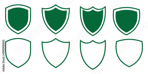 Shield icon, silhouette, logo on white background .