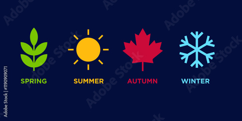 Four Season Summer Spring Winter Autumn Logo Design 