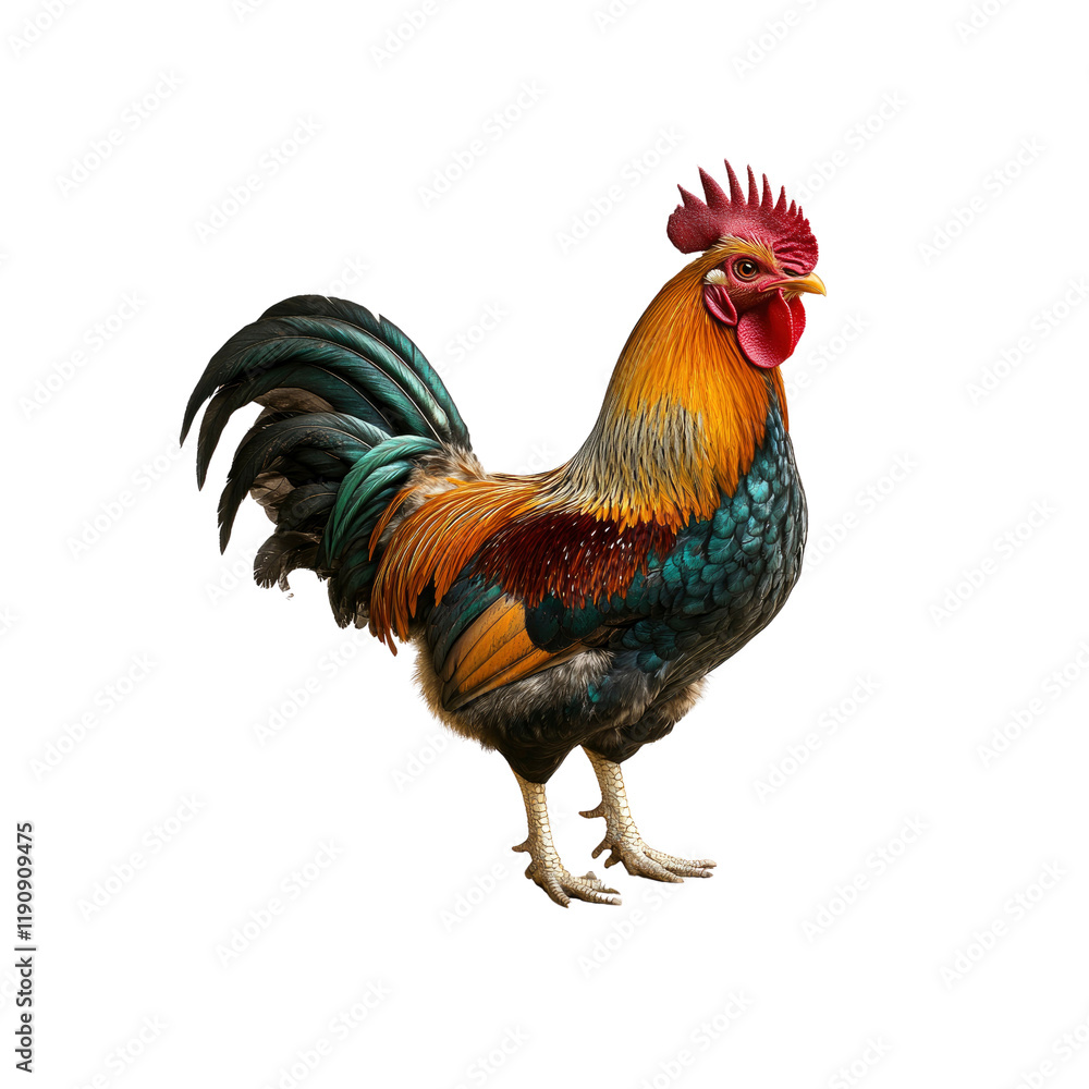 Majestic Rooster with Vibrant Plumage on Transparent background Majestic Rooster with Vibrant Plumage on Transparent background
