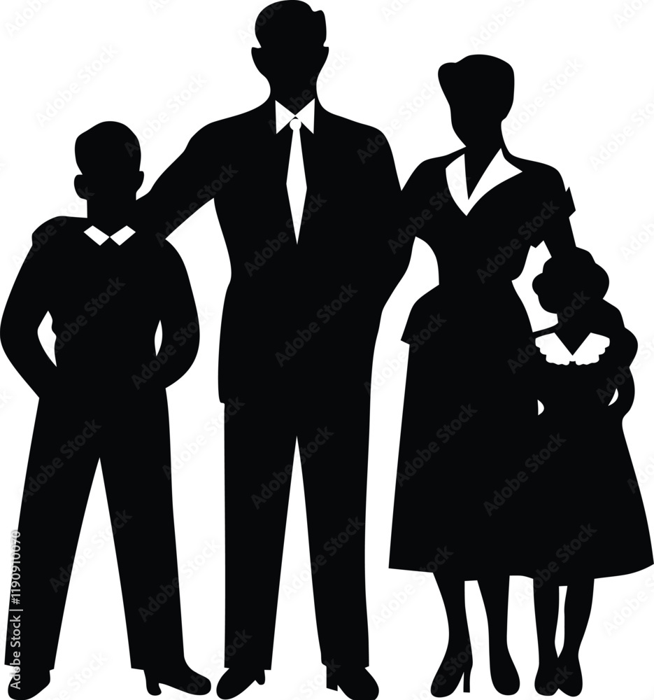 Vector illustration silhouettes of family on a white background Vector illustration silhouettes of family on a white background
