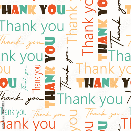 Abstract typography thank you seamless background, vector illustration