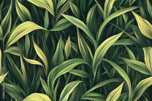 Wallpaper Mural Richly detailed illustration of intertwining green leaves, featuring a variety of shades and textures in a dense, seamless pattern ideal for vibrant backgrounds. Torontodigital.ca