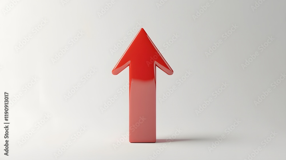 A Red Three Dimensional Arrow Points Upward A Red Three Dimensional Arrow Points Upward