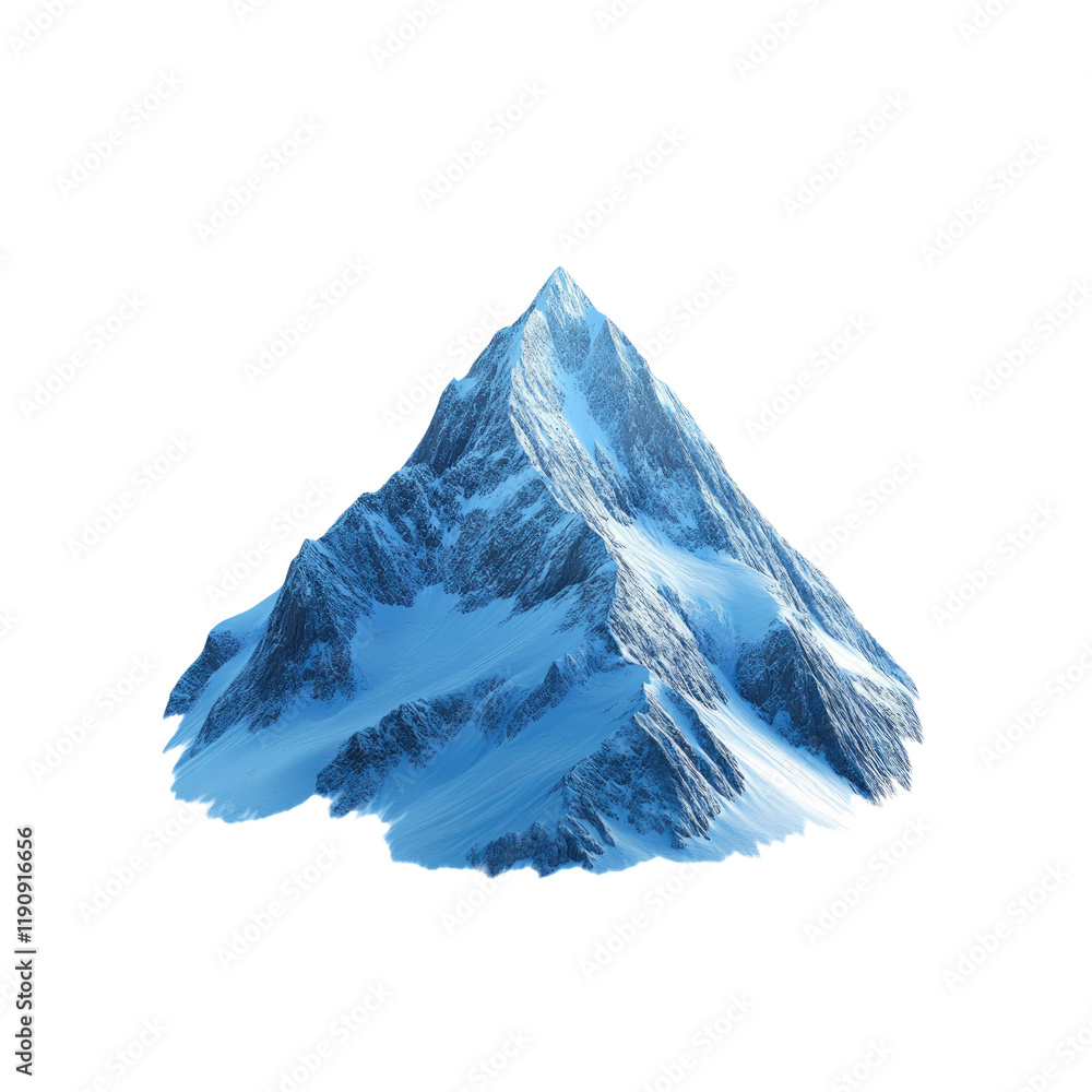 Isolated 3D Render of a Snow-Capped Mountain Peak Isolated 3D Render of a Snow-Capped Mountain Peak