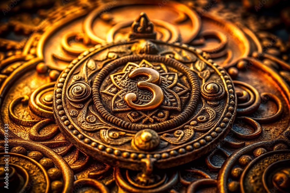 Mystical Ancient Amulet Number Three: High-Resolution Stock Photo of Intricate Detail and Deep Focus Mystical Ancient Amulet Number Three: High-Resolution Stock Photo of Intricate Detail and Deep Focus