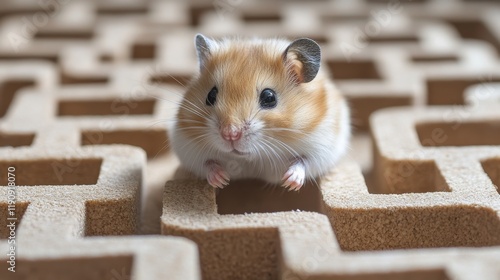 Cute hamsters exploring a green maze surrounded by grass