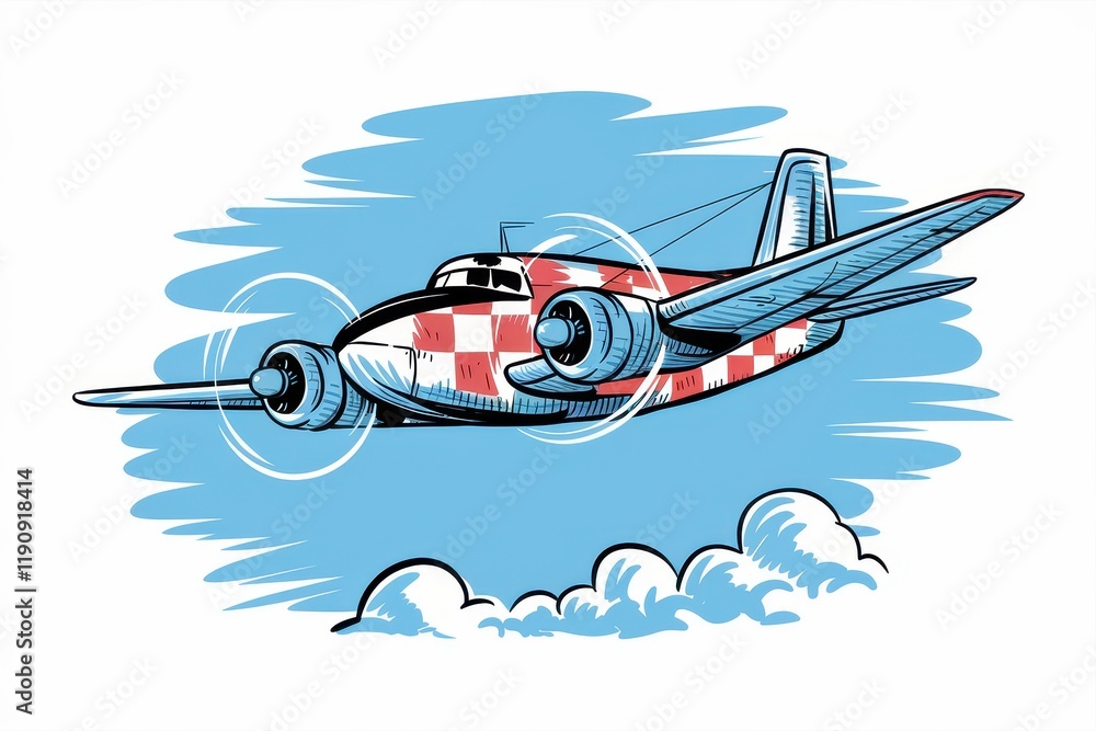 Fototapeta premium A Retro Airplane Soaring Through The Sky