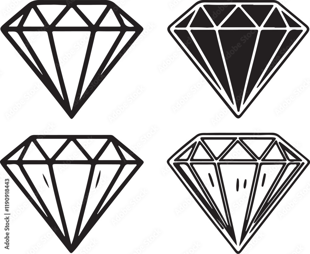 Silhouette diamond Vector Line art design Silhouette diamond Vector Line art design