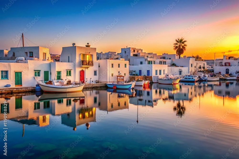 Obraz premium Naoussa Marina, Paros Island, Greece: Secluded Aegean Sea View