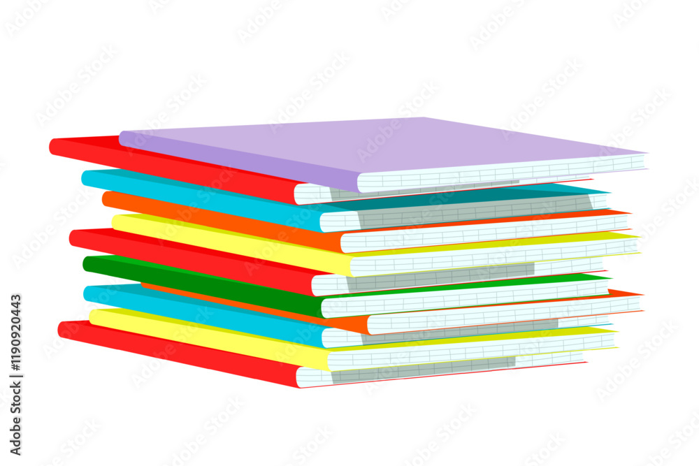 Stack of notebooks. Knowledge and education. Design element of modern library, bookstore, literature lesson, educational concept. Stack of notebooks. Knowledge and education. Design element of modern library, bookstore, literature lesson, educational concept.