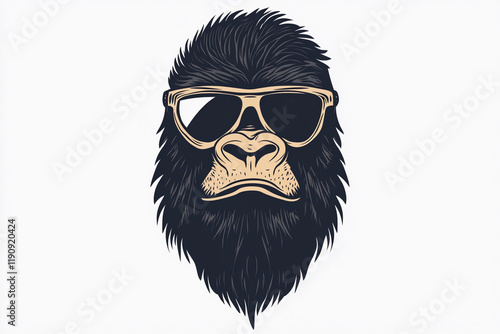 Gorilla wearing sunglasses in a bold graphic design photo