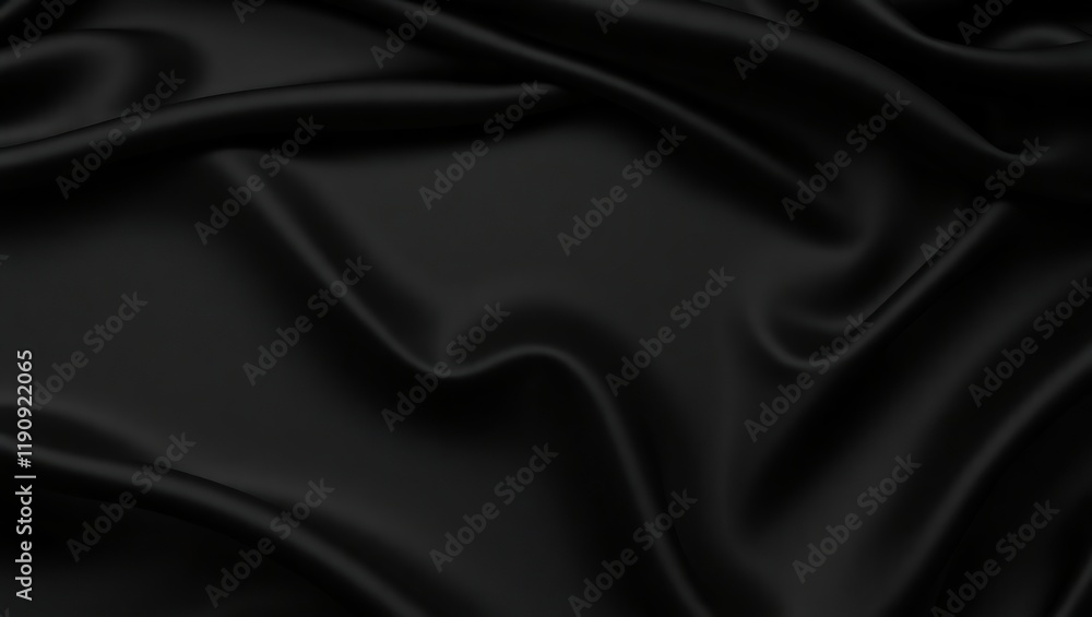 Draped Black Silk Fabric Showing Soft Waves Draped Black Silk Fabric Showing Soft Waves