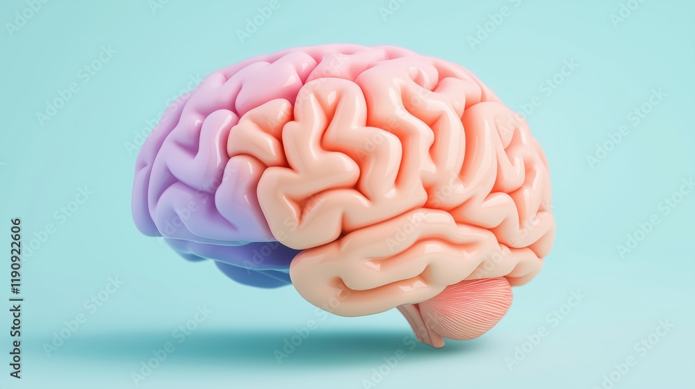 3D illustration of a artificial brain model showcasing human anatomy in a creative manner. 3D illustration of a artificial brain model showcasing human anatomy in a creative manner.