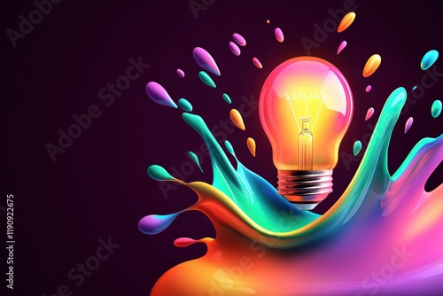 Innovative Artistic Energy Process Creative Ideas Splashing in Colorful Light Digital Art Vibrant Environment Abstract Viewpoint