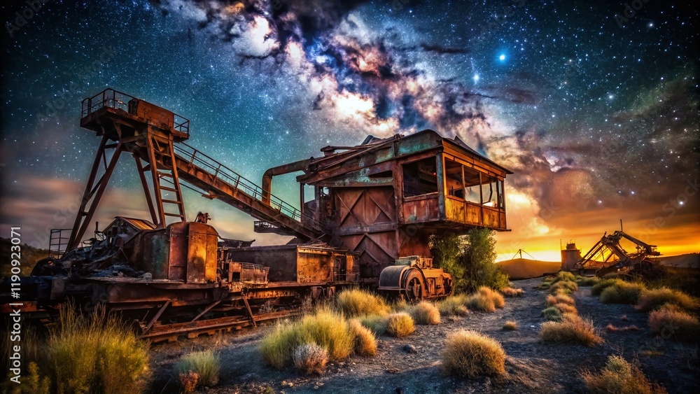 Nightfall over a Rusty, Post-Apocalyptic Wasteland Nightfall over a Rusty, Post-Apocalyptic Wasteland