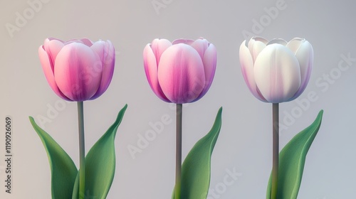 Wallpaper Mural Pastel pink and white tulips in soft light against a neutral background Torontodigital.ca