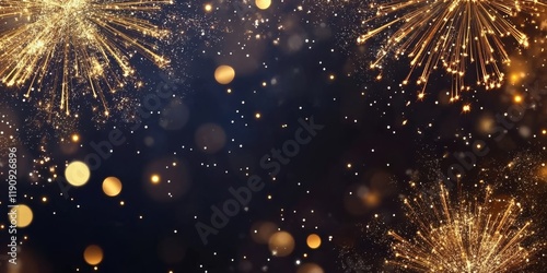 This stunning display of golden sparklers against a dark background creates a magical atmosphere, perfect for holiday banners and celebrations, adding excitement to any cheerful occasion