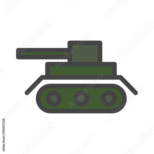 カラー乗り物関連の単品アイコン　戦車